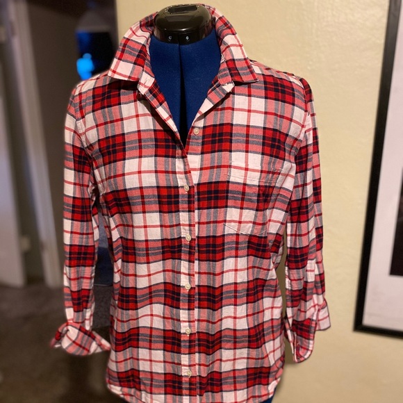 Gap plaid fitted boyfriend shirt - Picture 1 of 3